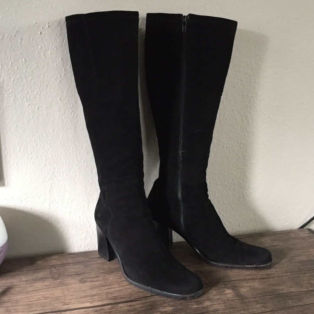 Bally Black Suede Boots Size 38 1/2 Pre-owned